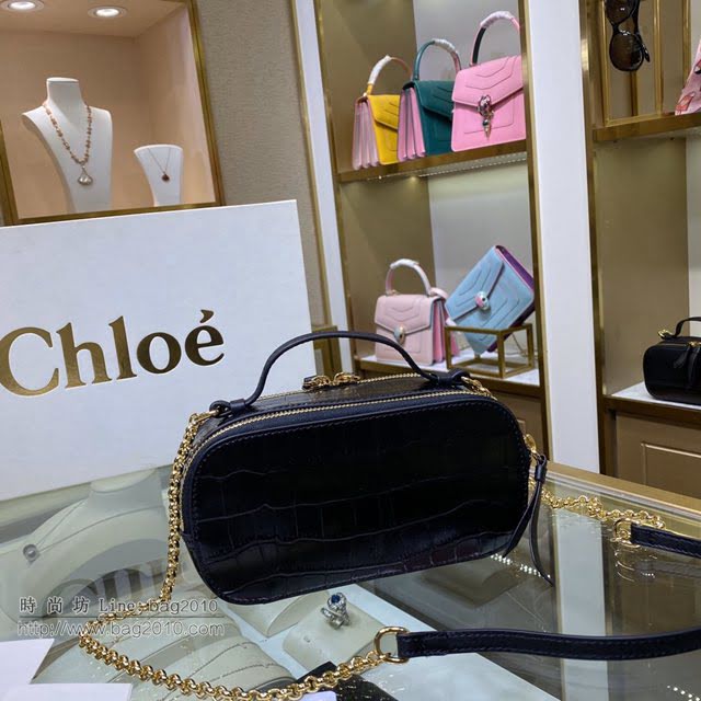 Chloe女包 克洛伊經典C Bag鱷魚壓紋鏈條相機包 Chole手提肩背斜挎包  jjh1229